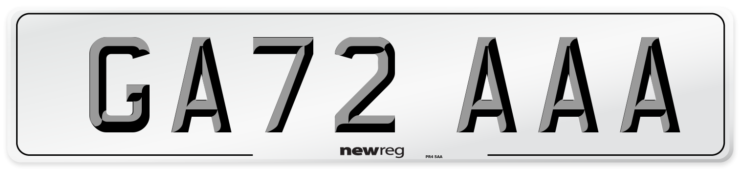 GA72 AAA Number Plate from New Reg